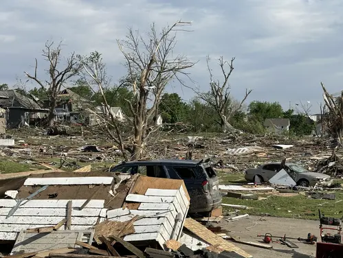 Tornado damage in Greenfield, Iowa.