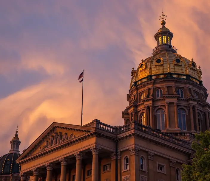 southwest view of Iowa State Capitol